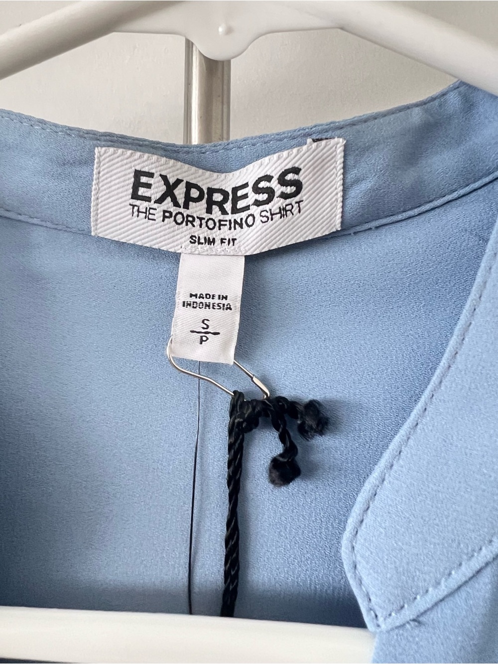 Express Light Blue Ruffle-Trim Button Front Blouse - Picture 4 of 6